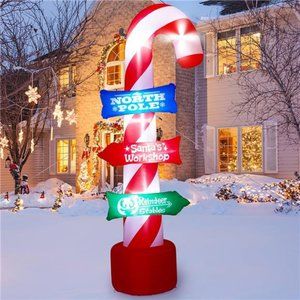 8FT Christmas Inflatable with Lights, Outdoor Inflatable Christmas Candy Canes